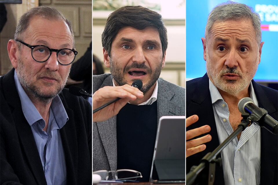 El ministro Coordinador Marcos Corach, el diputado Pullaro y Marcelo Sain.