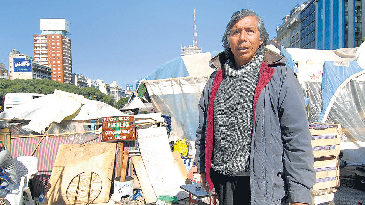 Pocos días antes de la elección presidencial, Díaz recibió a Macri en el acampe de la Avenida 9 de Julio.