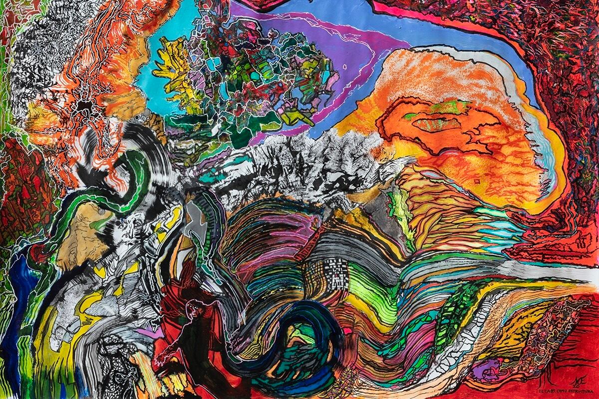 "El caos como estructura" (2020), de Luis Felipe Noé; 100 x 134 cm.