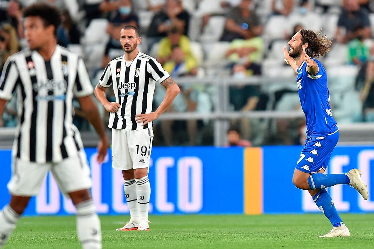 Mancuso celebra el gol para una victoria histórica de Empoli sobre Juventus
