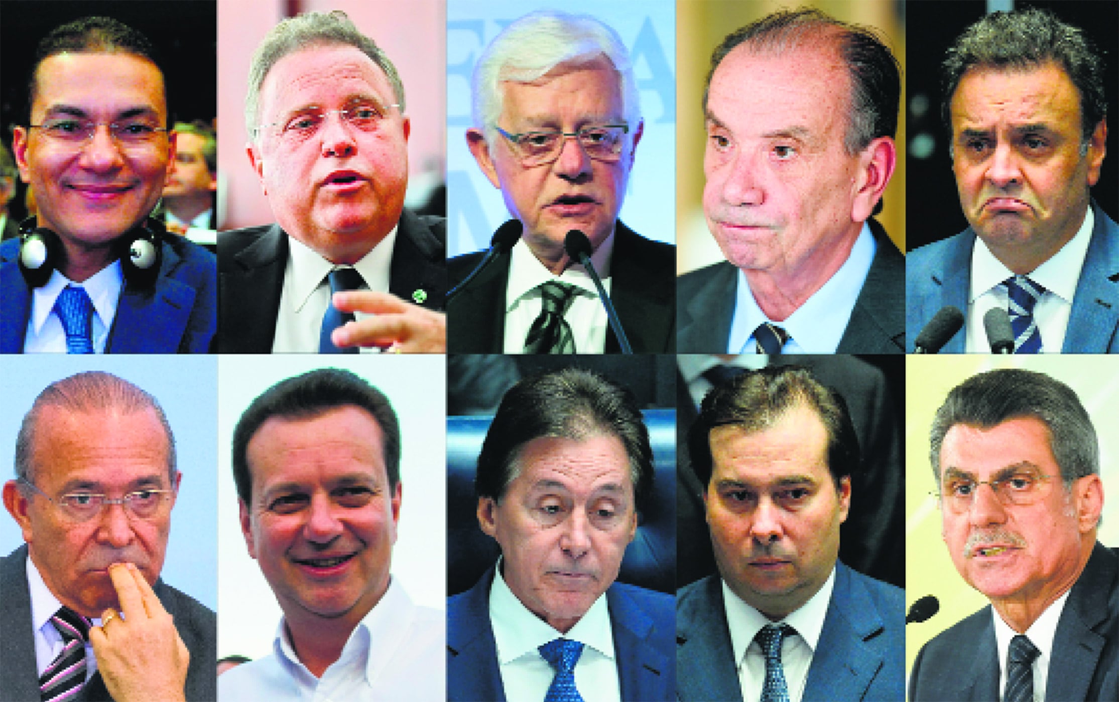 Los ministros Pereira, Maggi, Moreira Franco, Nunes Ferreira y el senador Aécio Neves. 