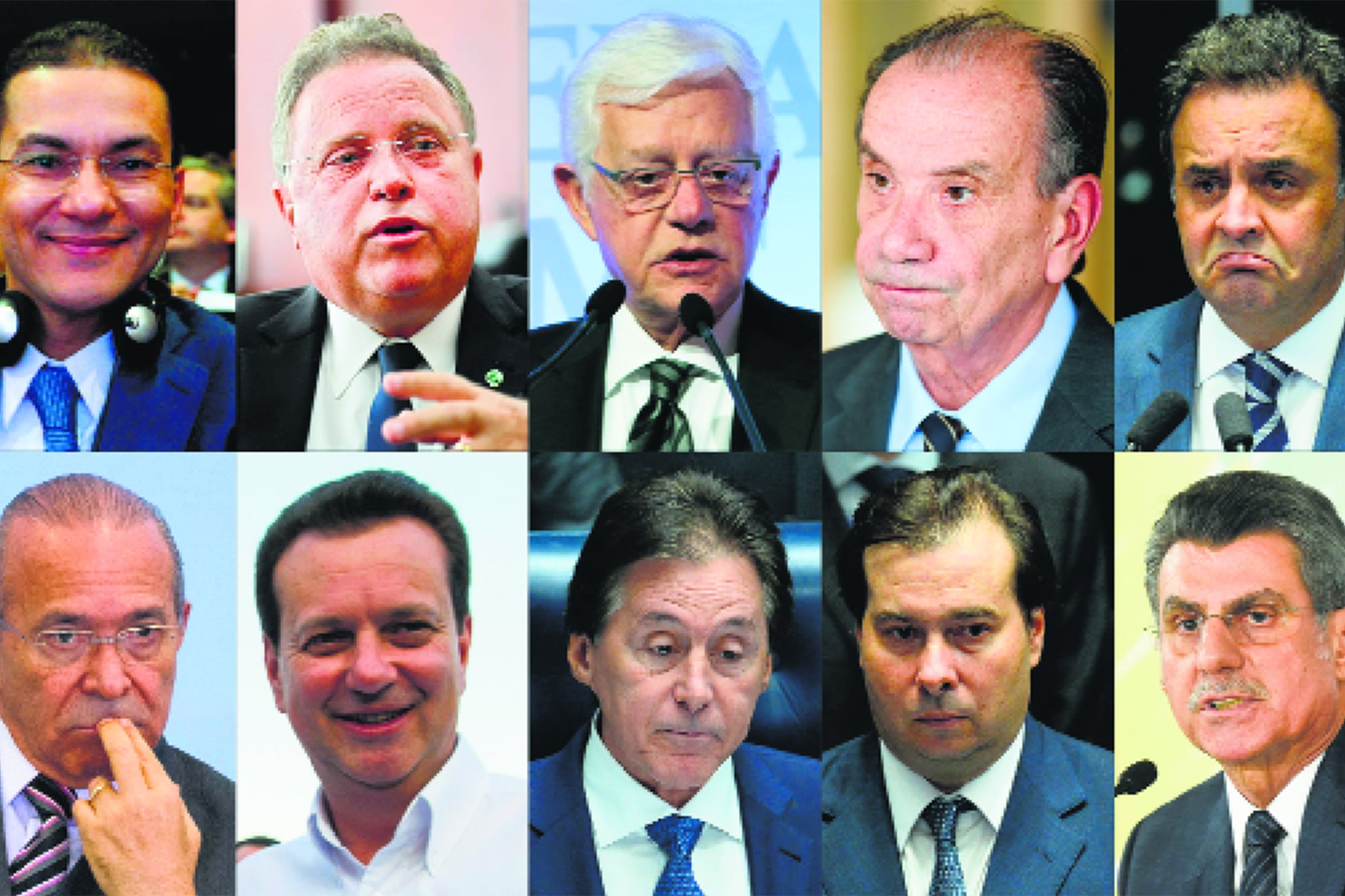 Los ministros Pereira, Maggi, Moreira Franco, Nunes Ferreira y el senador Aécio Neves.