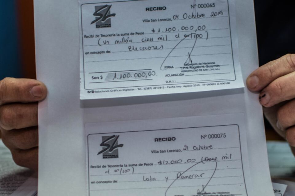 Recibos presentados como pruebas