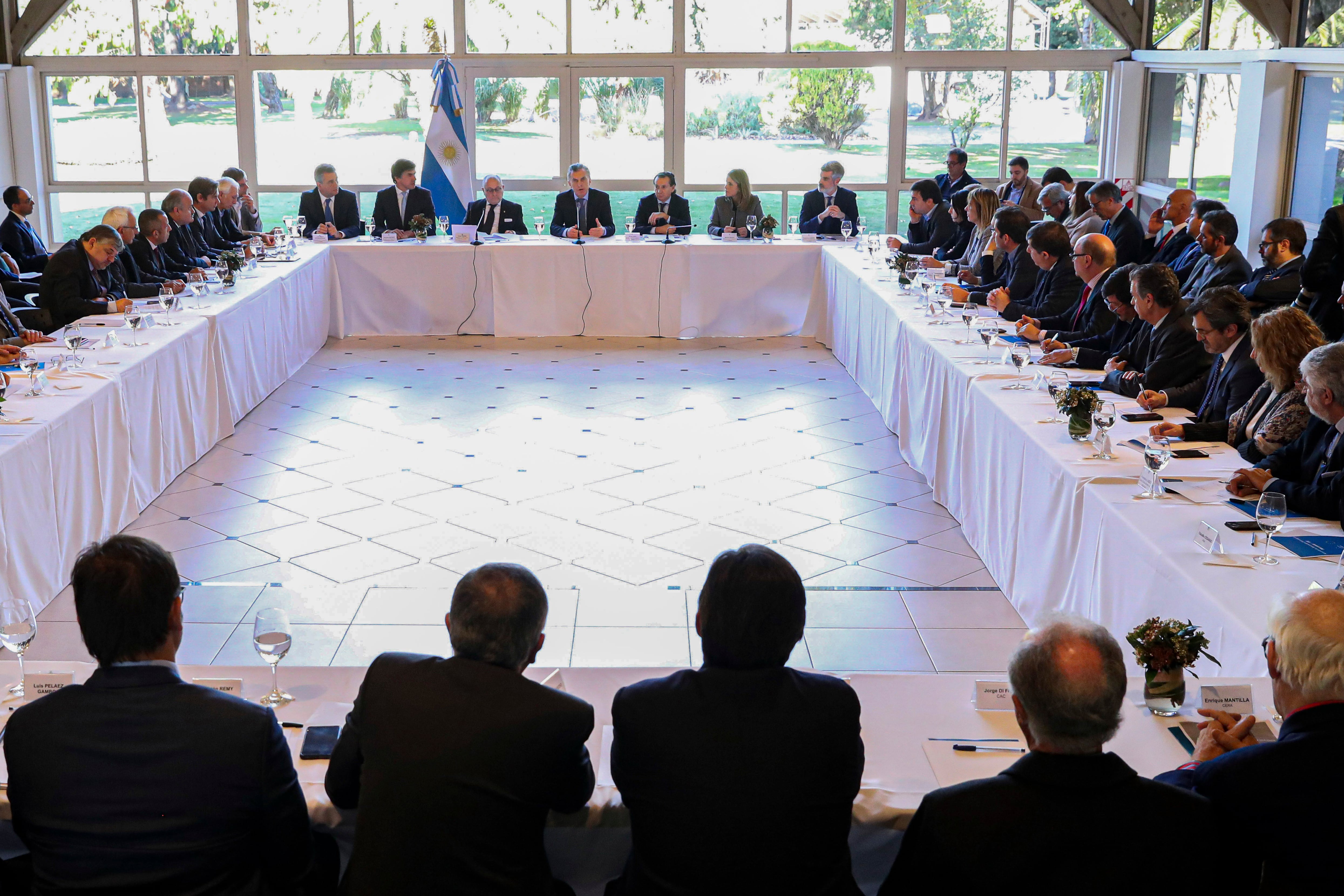 El presidente Macri junto al canciller Jorge Faurie presentando el pre acuerdo Mercosur-Unión Europea.