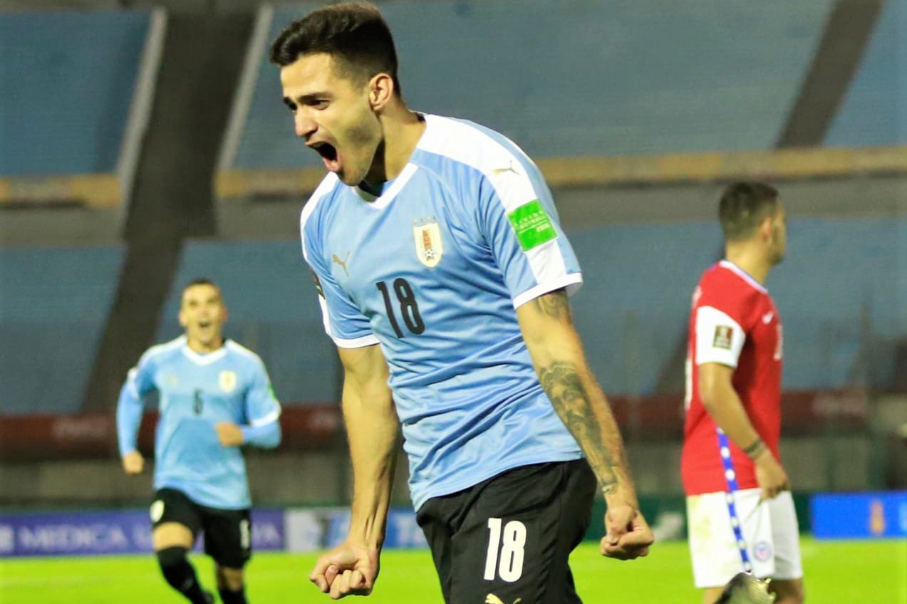 Maxi Gómez festeja el gol agónico del 2-1.