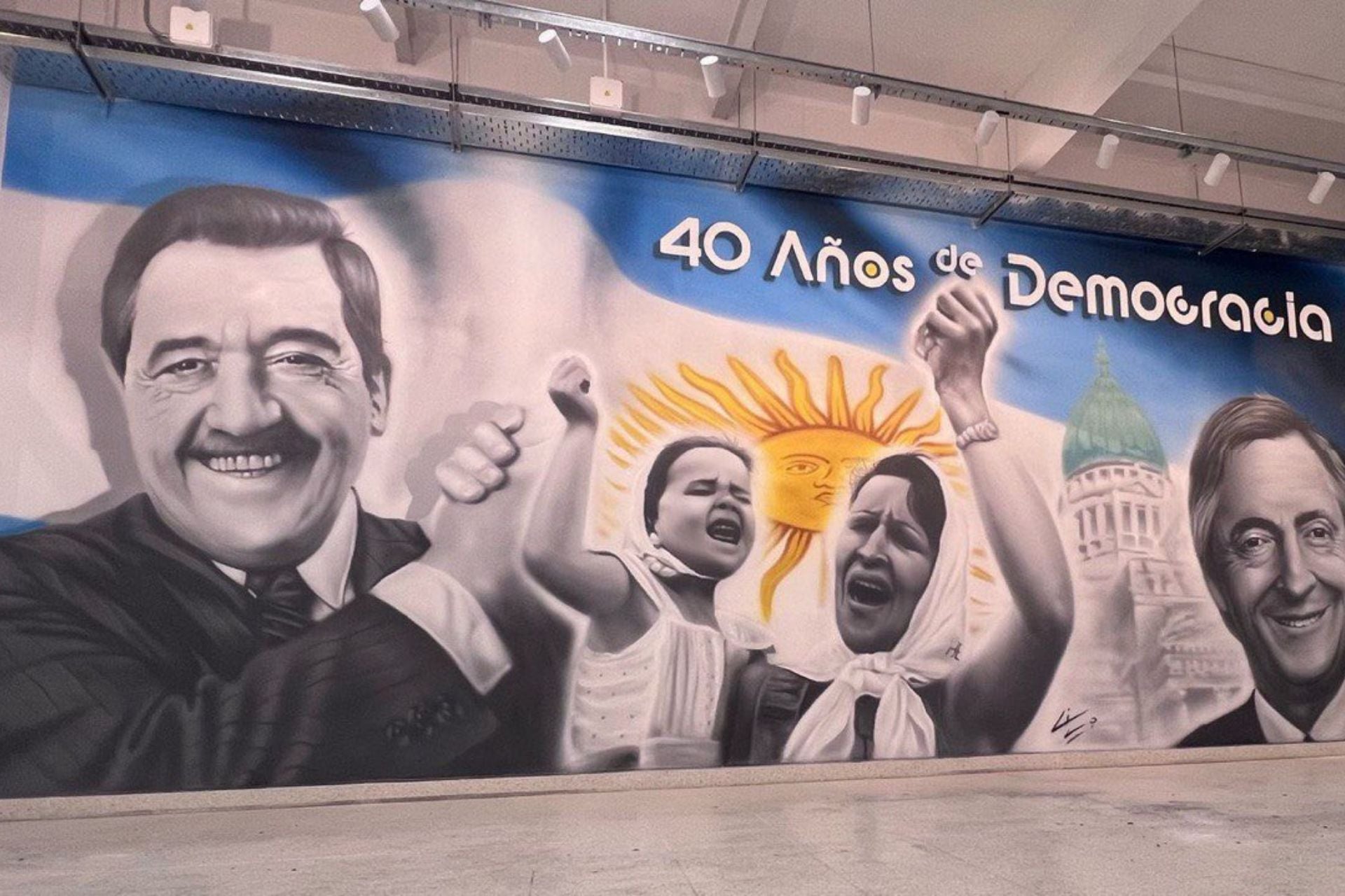 Victoria Villarruel ordenó tapar un mural en homenaje a los 40 años de democracia