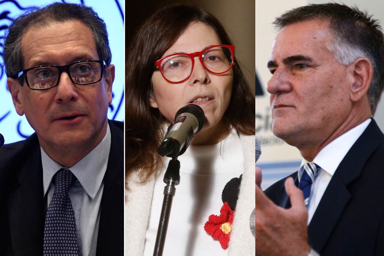 El titular del BCRA, la saliente ministra de Economía y Castagnetto, hombre del kirchnerismo