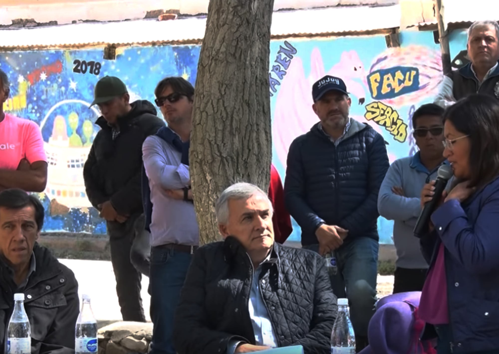 Morales en El Moreno, con Angélica Castillo (derecha) y Carlos Sadir (derecha), ministro de Hacienda y candidato a gobernador de Jujuy.