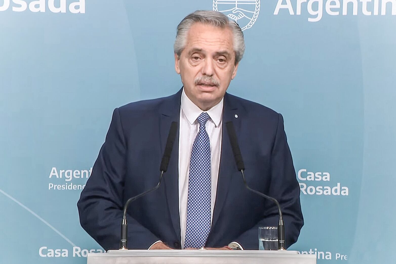 Fernández, durante su alocución en Casa de Gobierno.