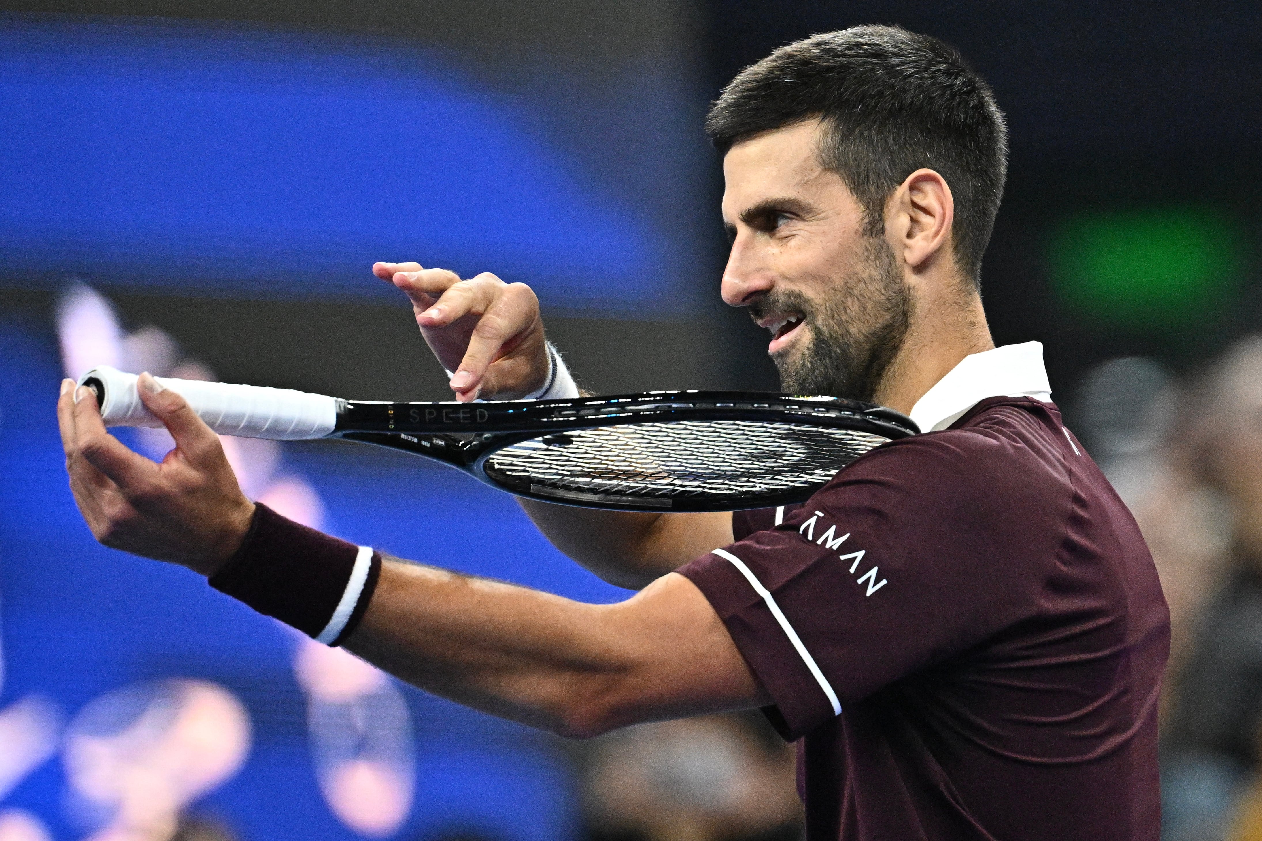 Serbia's Novak Djokovic celebrates his victory over Germany�s Alexander Zverev during their men�s singles quarter-final at the China Open