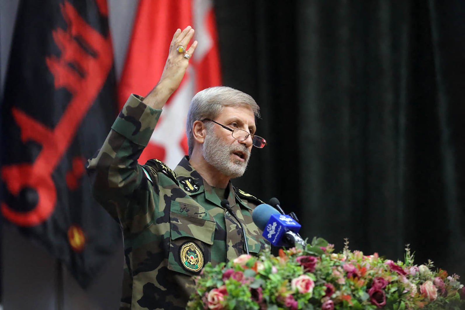 This photo released on January 7, 2026, by the Iranian Army media office shows Iran's army chief Amir Hatami speaking to military academy students in Tehran. Iran's military chief warned on January 7, that Iran will not stand by and allow itself to be threatened by outside powers, after the United States and Israel backed anti-government protests. "The Islamic Republic of Iran considers the escalation of hostile rhetoric against the Iranian nation a threat and will not tolerate its continuation without responding," said General Amir Hatami, according the Fars agency. In recent days, Donald Trump has threatened to intervene militarily in Iran if demonstrators were killed, while Israel's Benjamin Netanyahu has expressed support for the protests. (Photo by HANDOUT / Iranian Army Media Office / AFP)