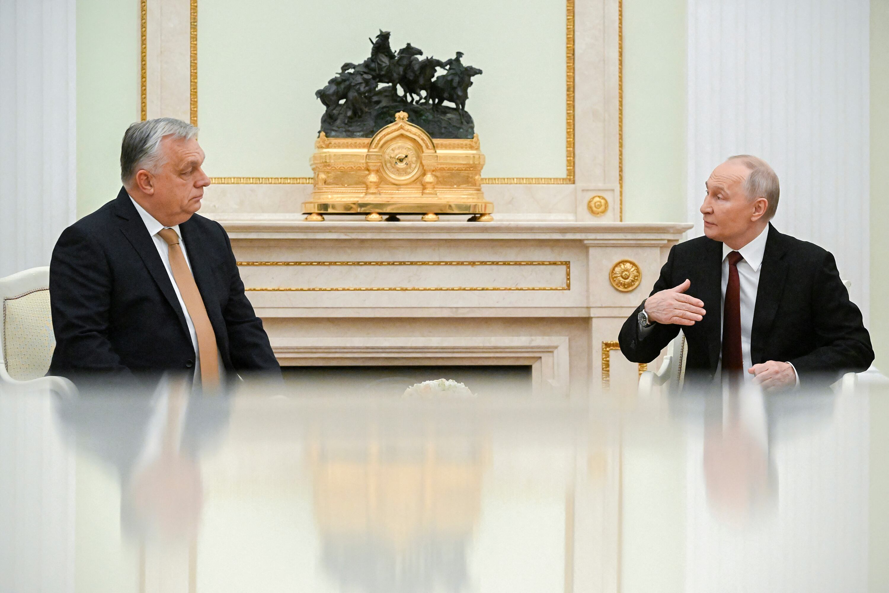 Russia's President Vladimir Putin meets with Hungary's Prime Minister Viktor Orban at the Kremlin in Moscow on November 28, 2025