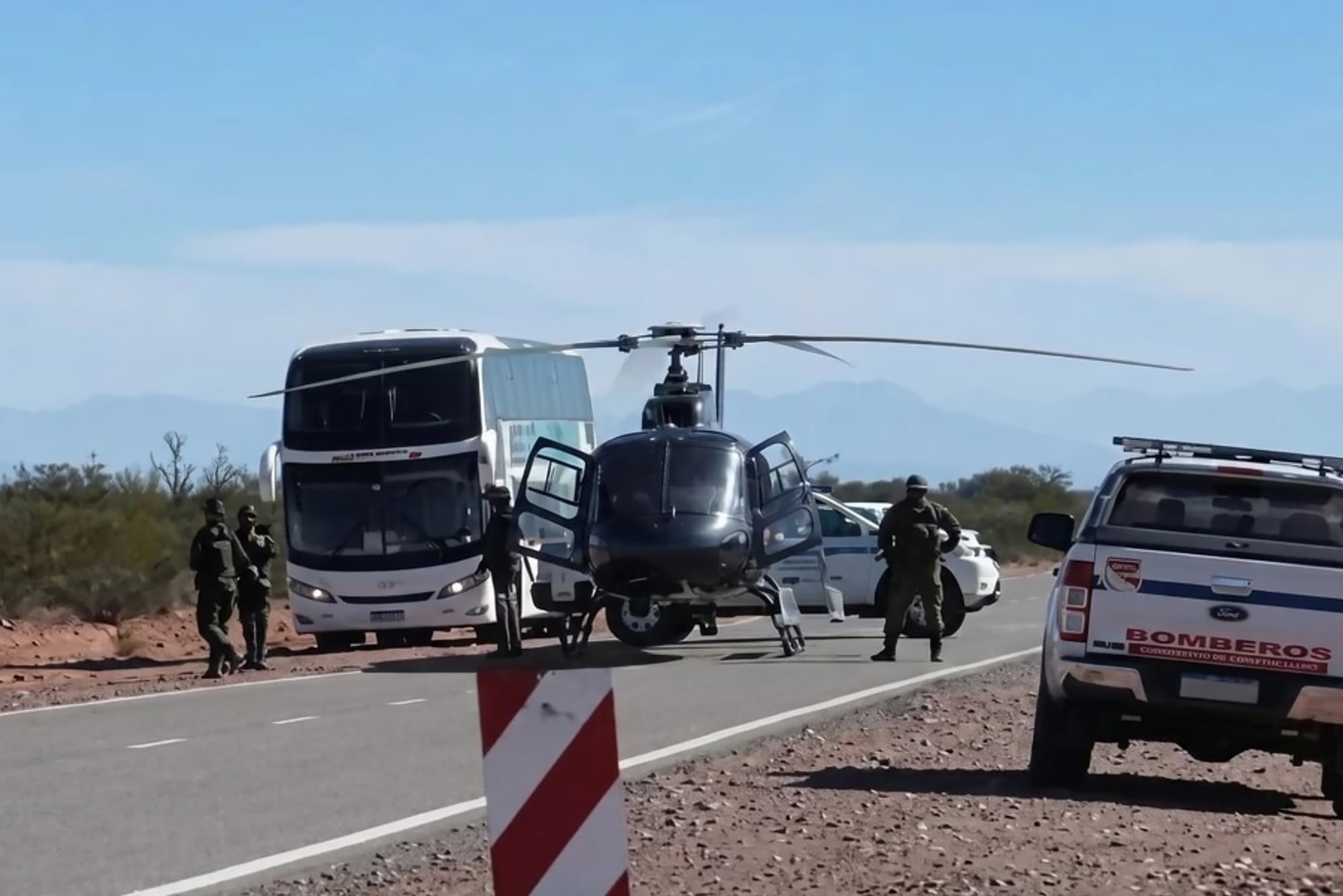 Accidente aereo en San Juan, caida de un helicóptero