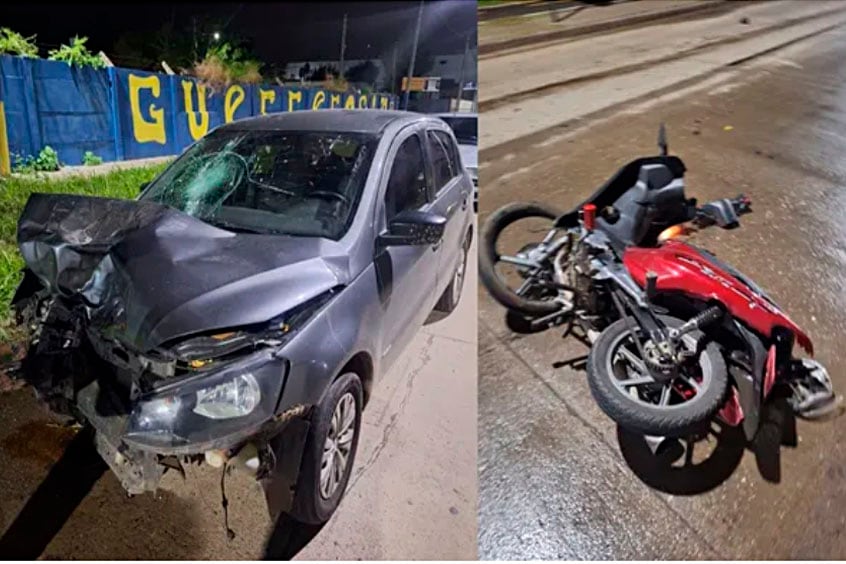 Capitán Bermúdez: borracho chocó moto