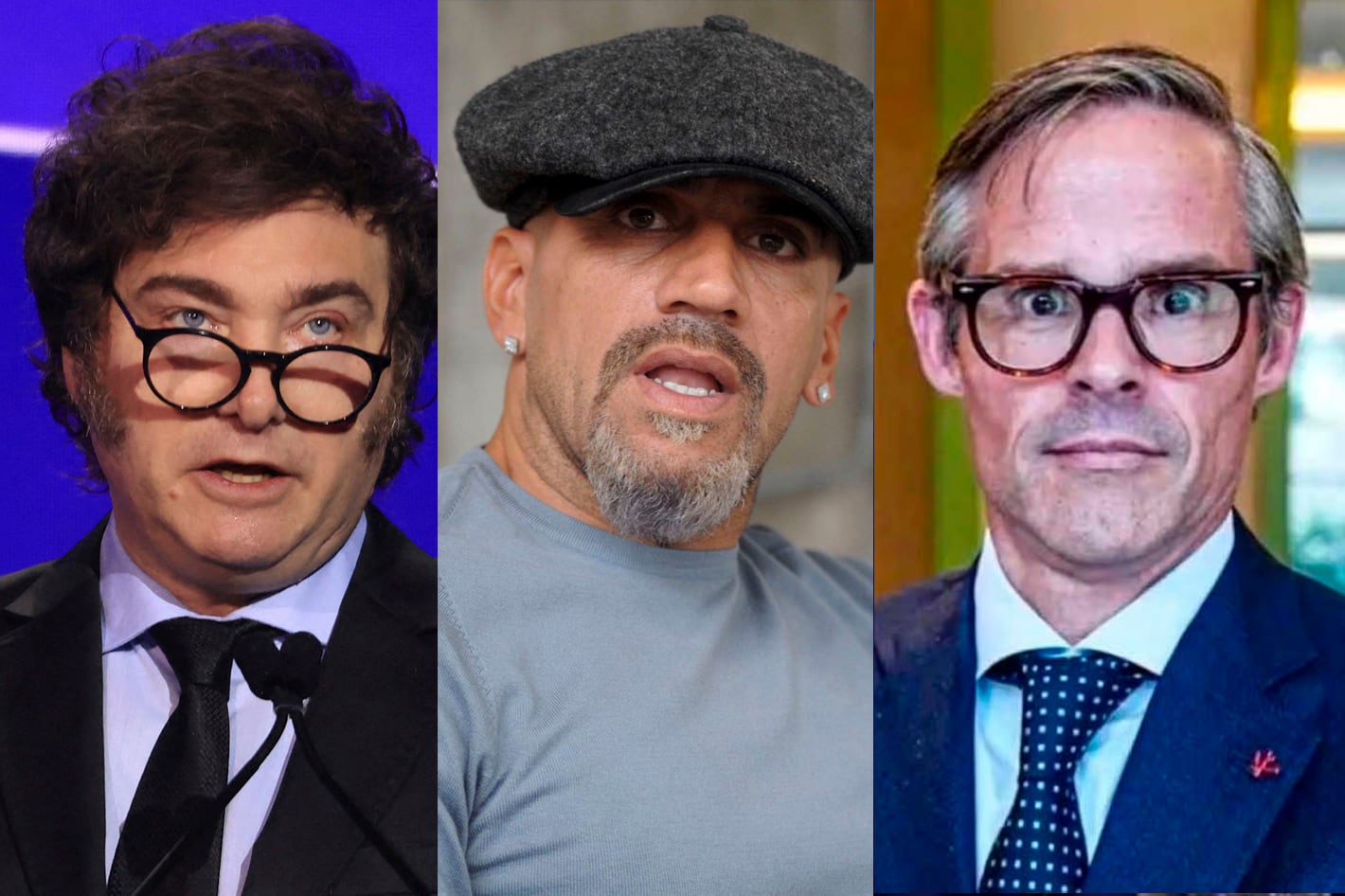 Vaya trío: Javier Milei, Juan Sebastián Verón y Foster Gillett.