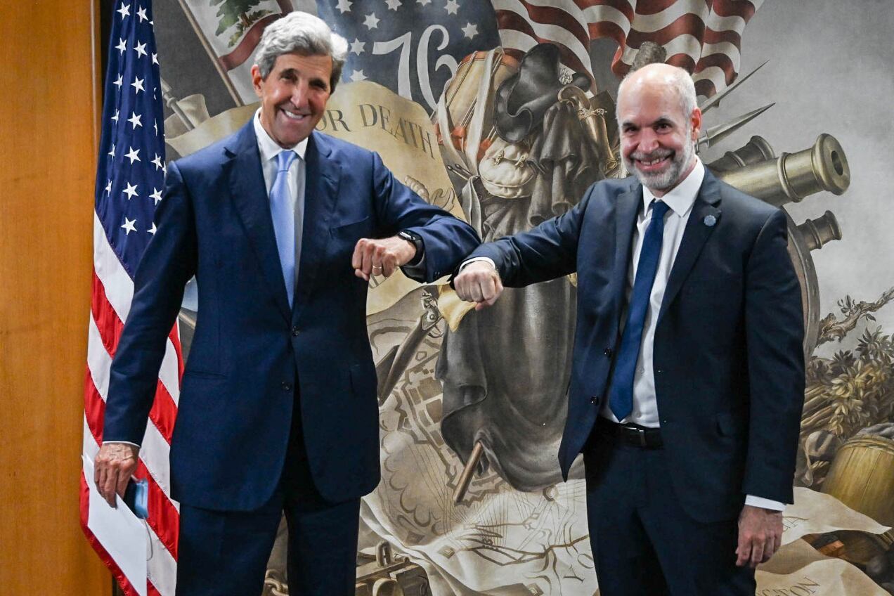 Horacio Rodríguez Larreta con John Kerry en Washington 
