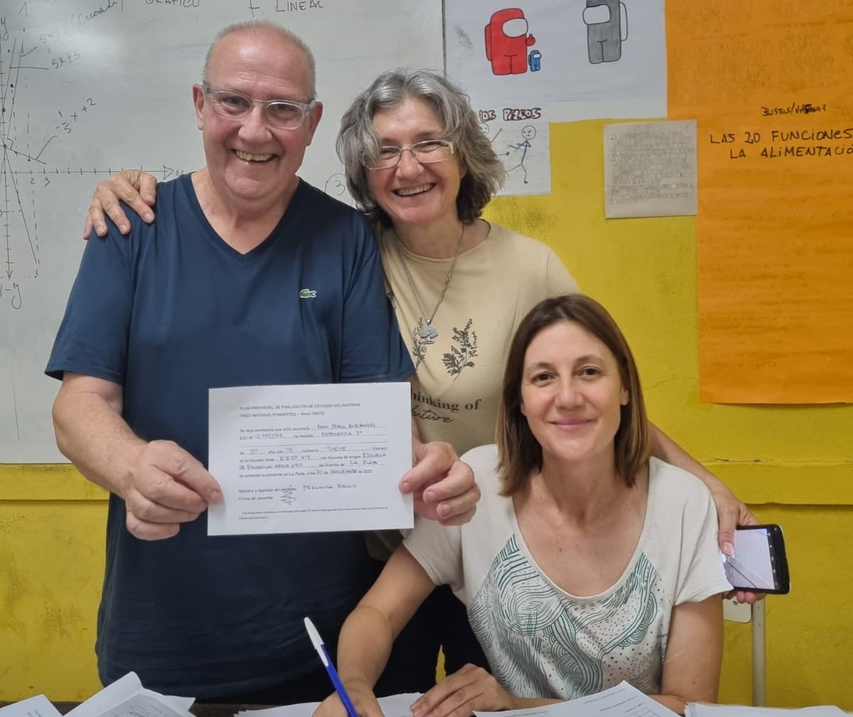 Pablo Díaz terminó la secundaria a los 64 años.