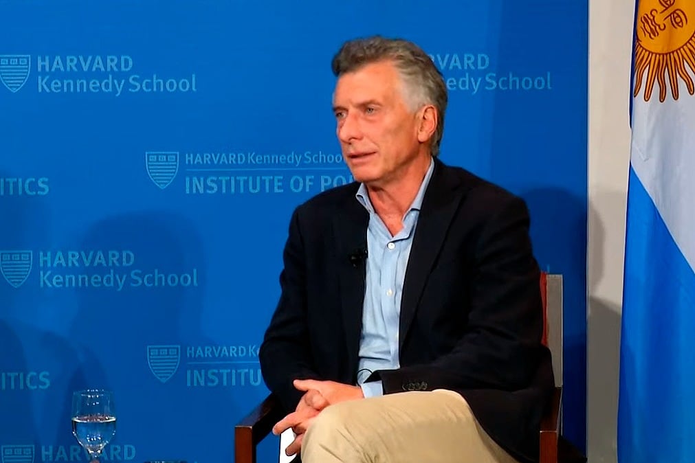 Macri, durante su ponencia en Harvard.