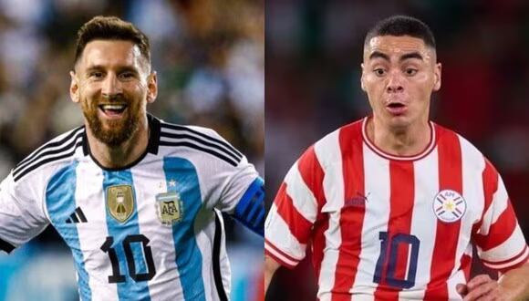 Lionel Messi y Miguel Almirón, las figuras de Argentina y Paraguay.