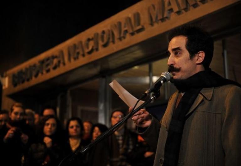 Katchadjian, durante un acto de apoyo en la Biblioteca Nacional.
