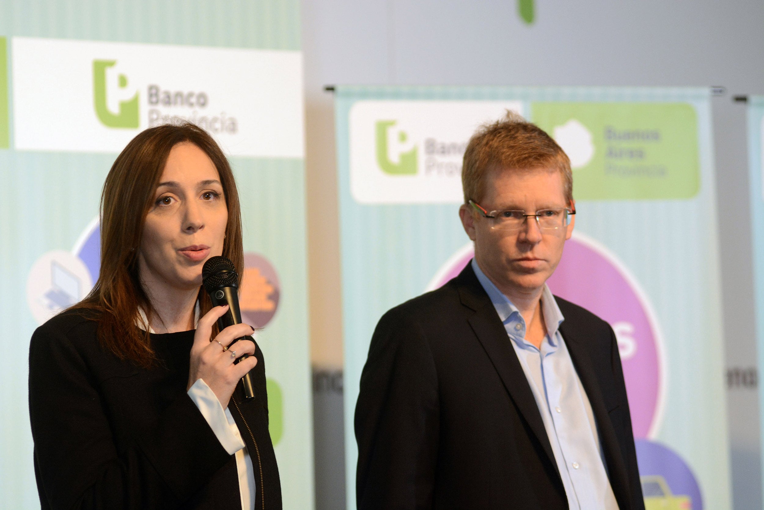 La exgobernadora María Eugenia Vidal y el extitular del Bapro, Juan Curutchet.