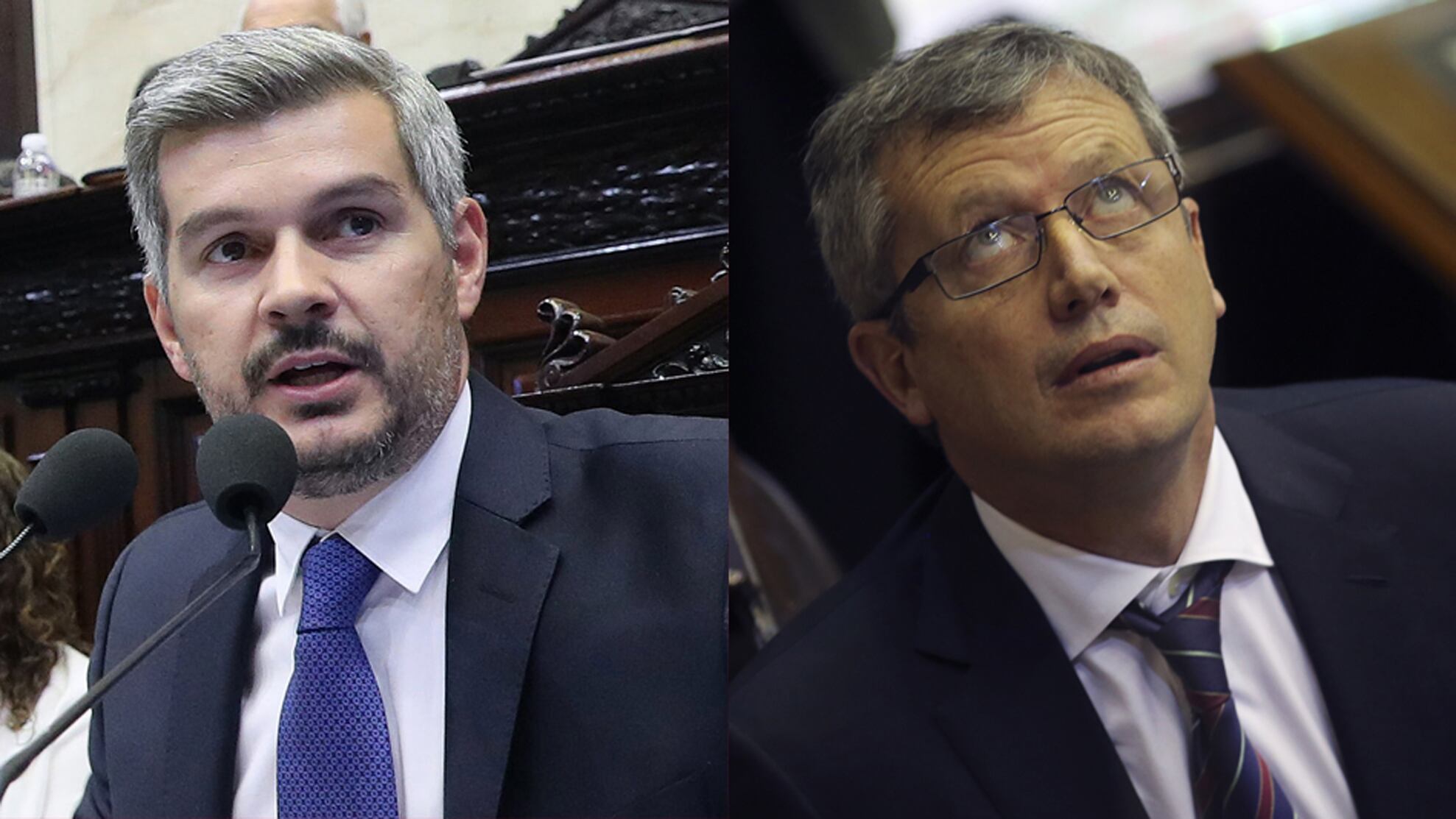 El jefe de Gabinete, Marcos Peña, y el titular de la Cámara de Diputados, Emilio Monzó.