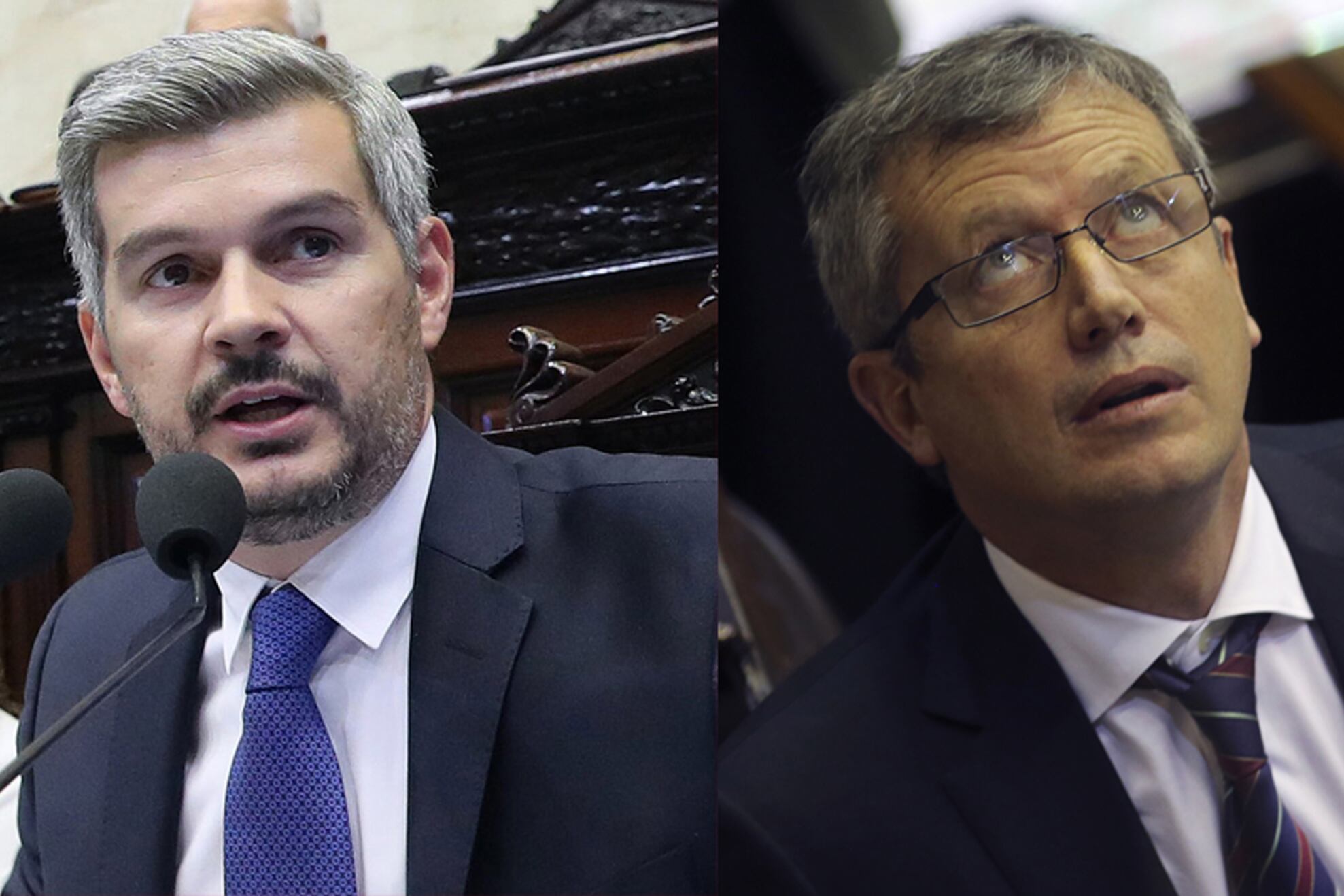 El jefe de Gabinete, Marcos Peña, y el titular de la Cámara de Diputados, Emilio Monzó.