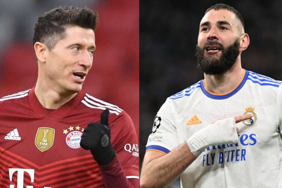 Robert Lewandowski es el máximo goleador de la Champions con 12 tantos, seguido por Karim Benzema con 11