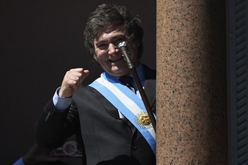 Javier Milei tras su asunción.