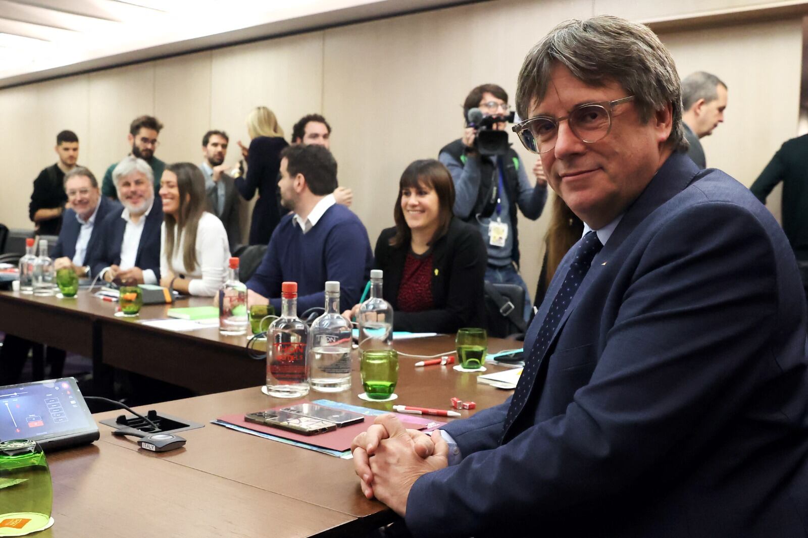 Puigdemont, en primer plano, el jueves en Bruselas-
