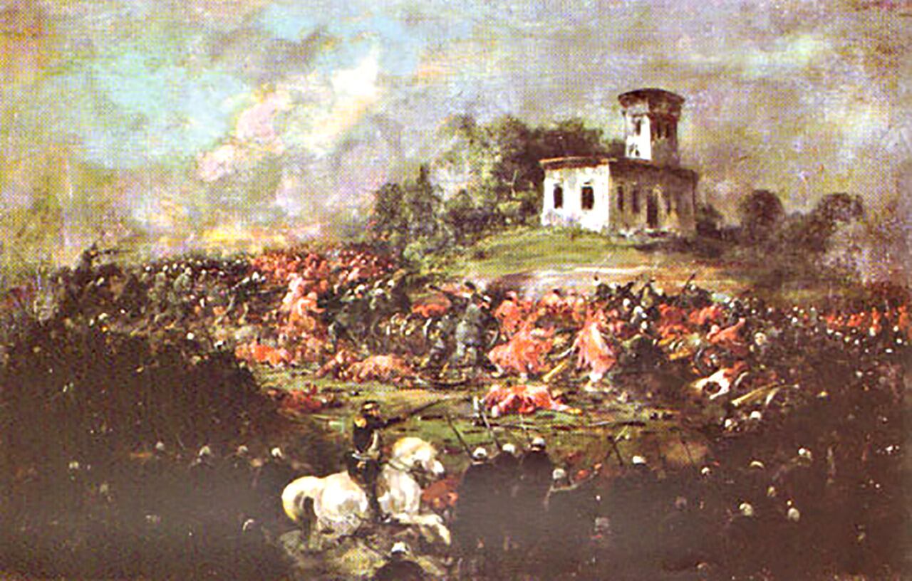 Escena de la batalla de Pavón.