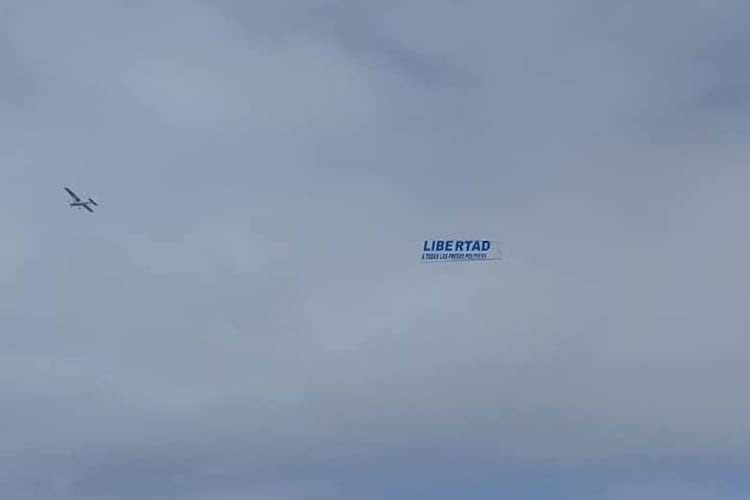 El avión que sobrevoló la costa marplatense con su mensaje de libertad.
