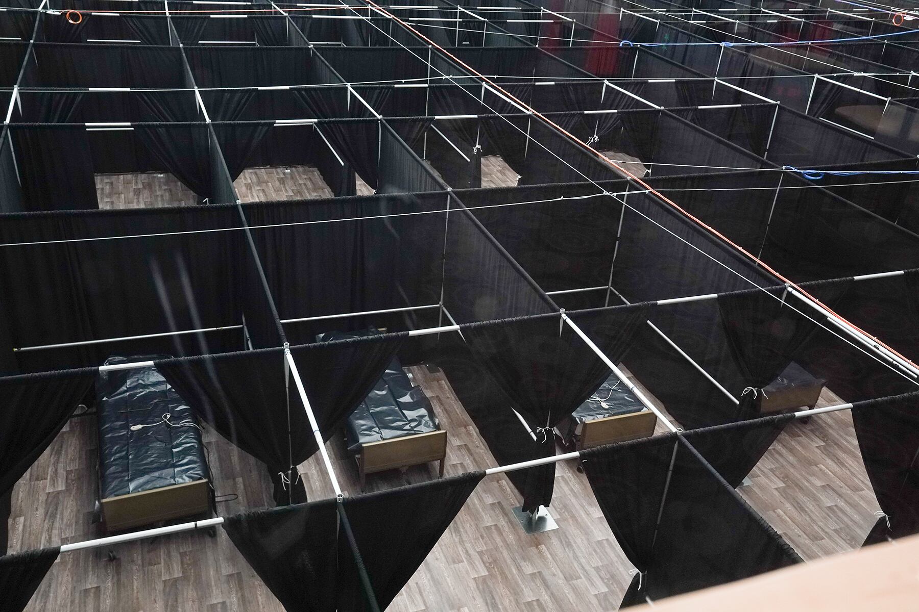 Centro Nacional de Tenis Billie Jean King, convertido en hospital.