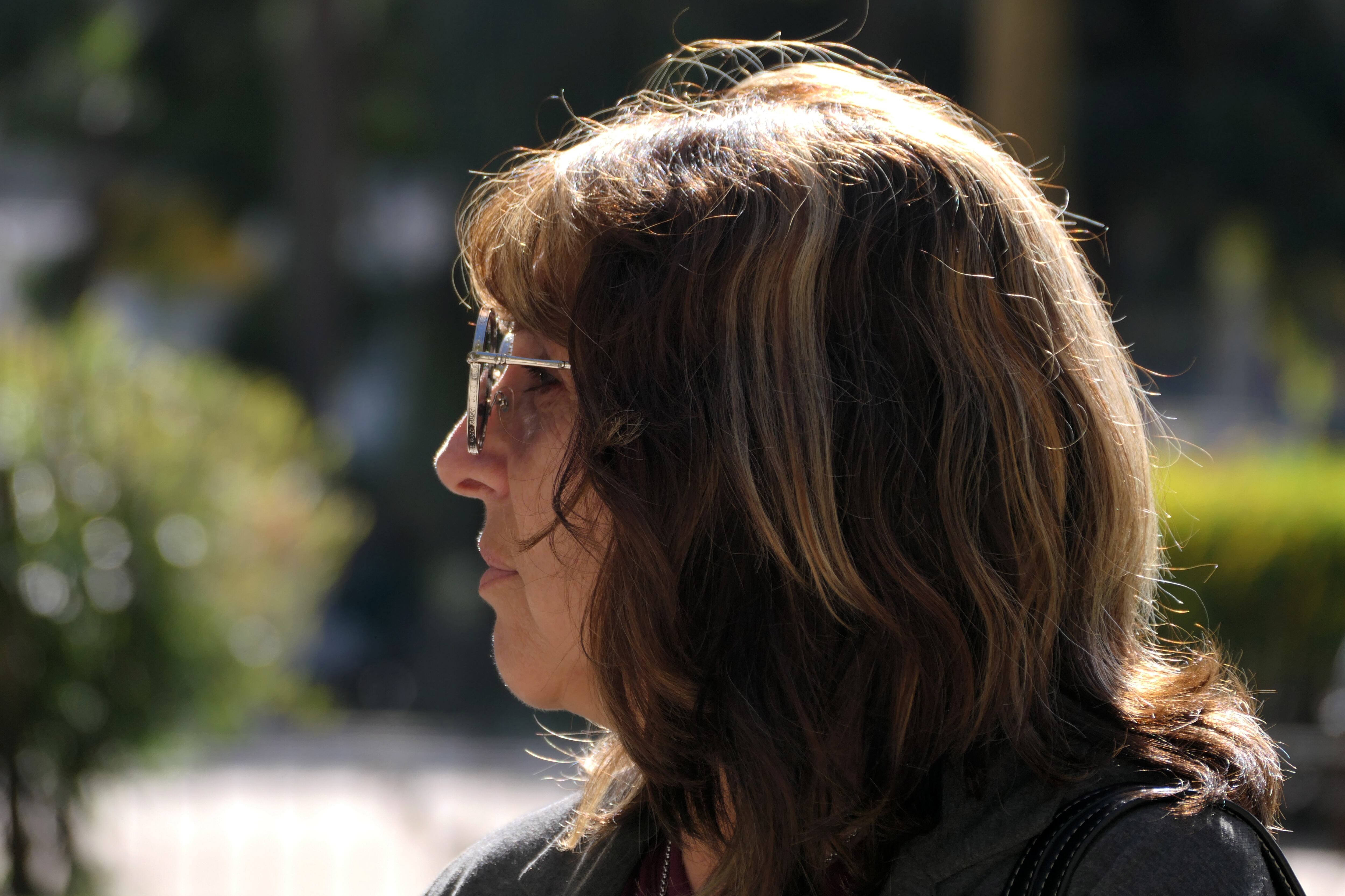 Marcela Quiroga en la Plaza Alsina de Avellaneda.