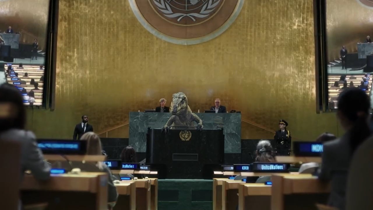 La tecnología y la imaginación hicieron que un dinosaurio hable en la ONU. 