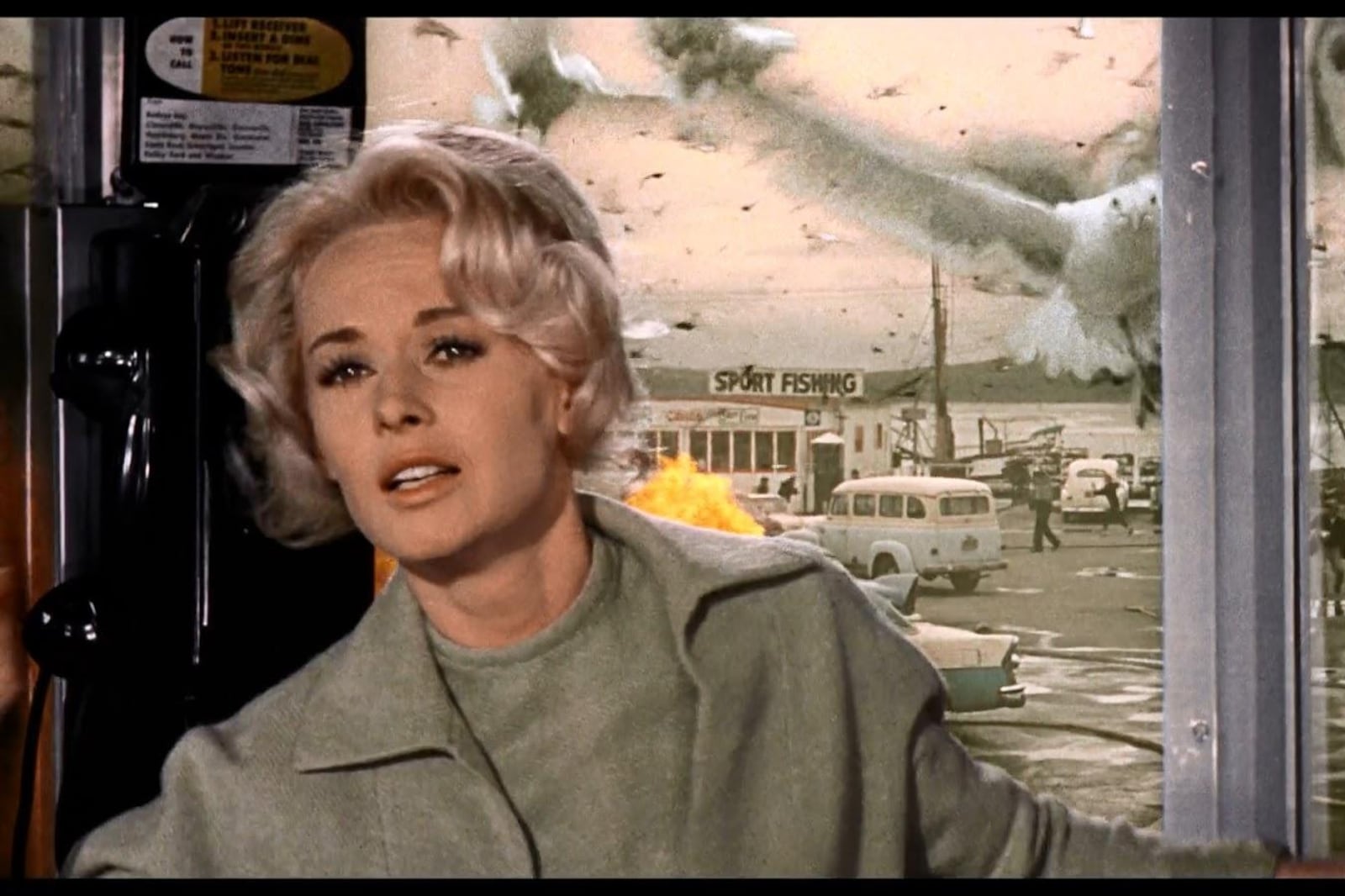 Tippi Hedren en "The Birds" (1963), de Alfred Hitchcock.