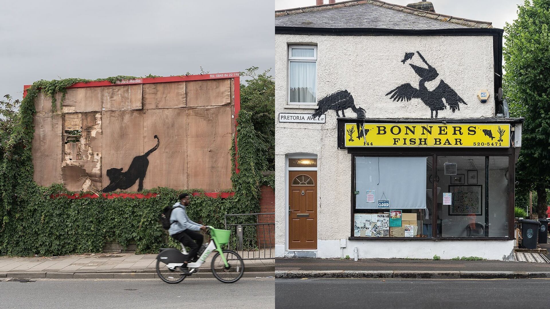 Se agranda el "zoológico" de Banksy: confirmó la autoría de dos nuevos grafitis en Londres (Imagen: collage de fotos Instagram @banksy)