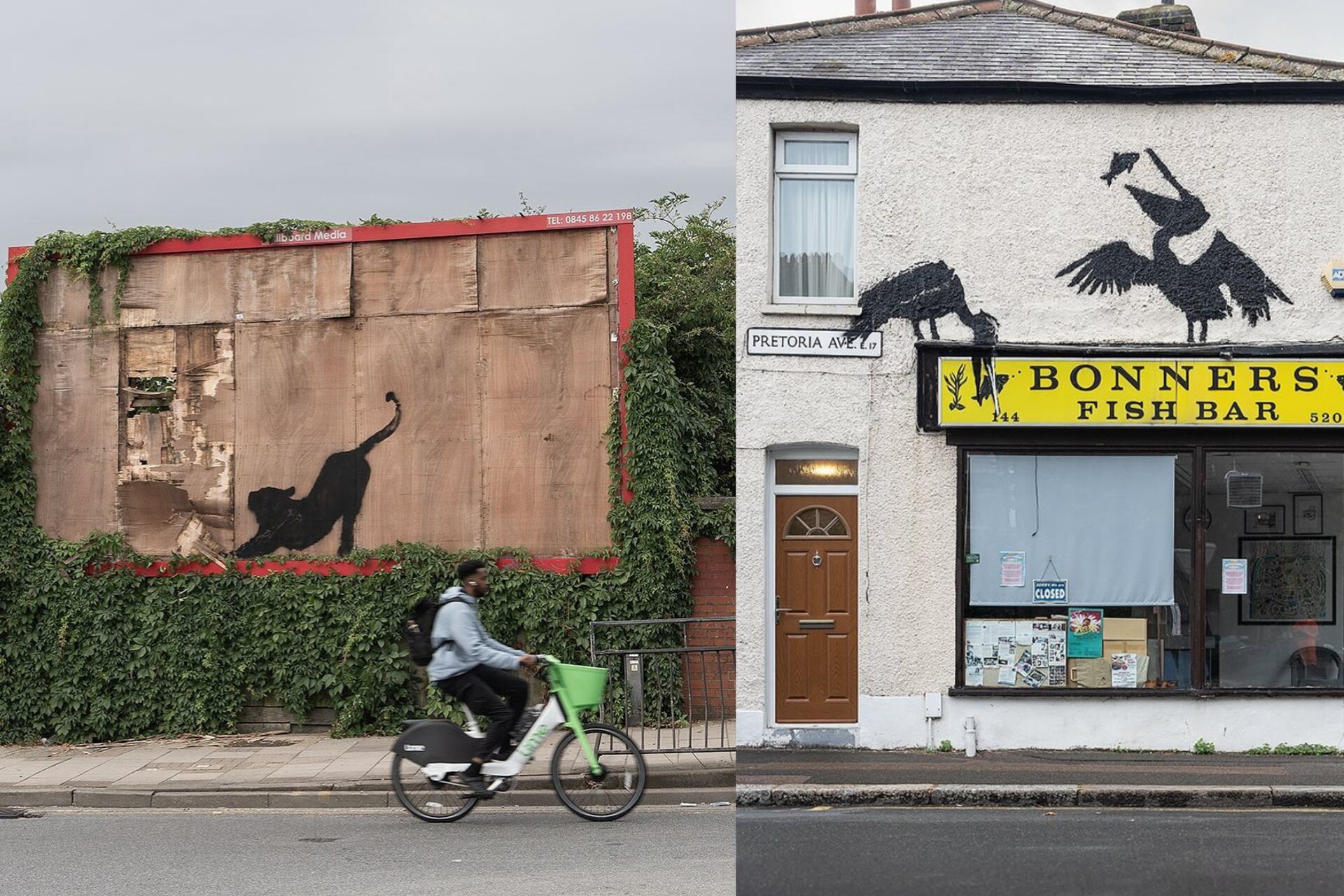 Se agranda el "zoológico" de Banksy: confirmó la autoría de dos nuevos grafitis en Londres (Imagen: collage de fotos Instagram @banksy)