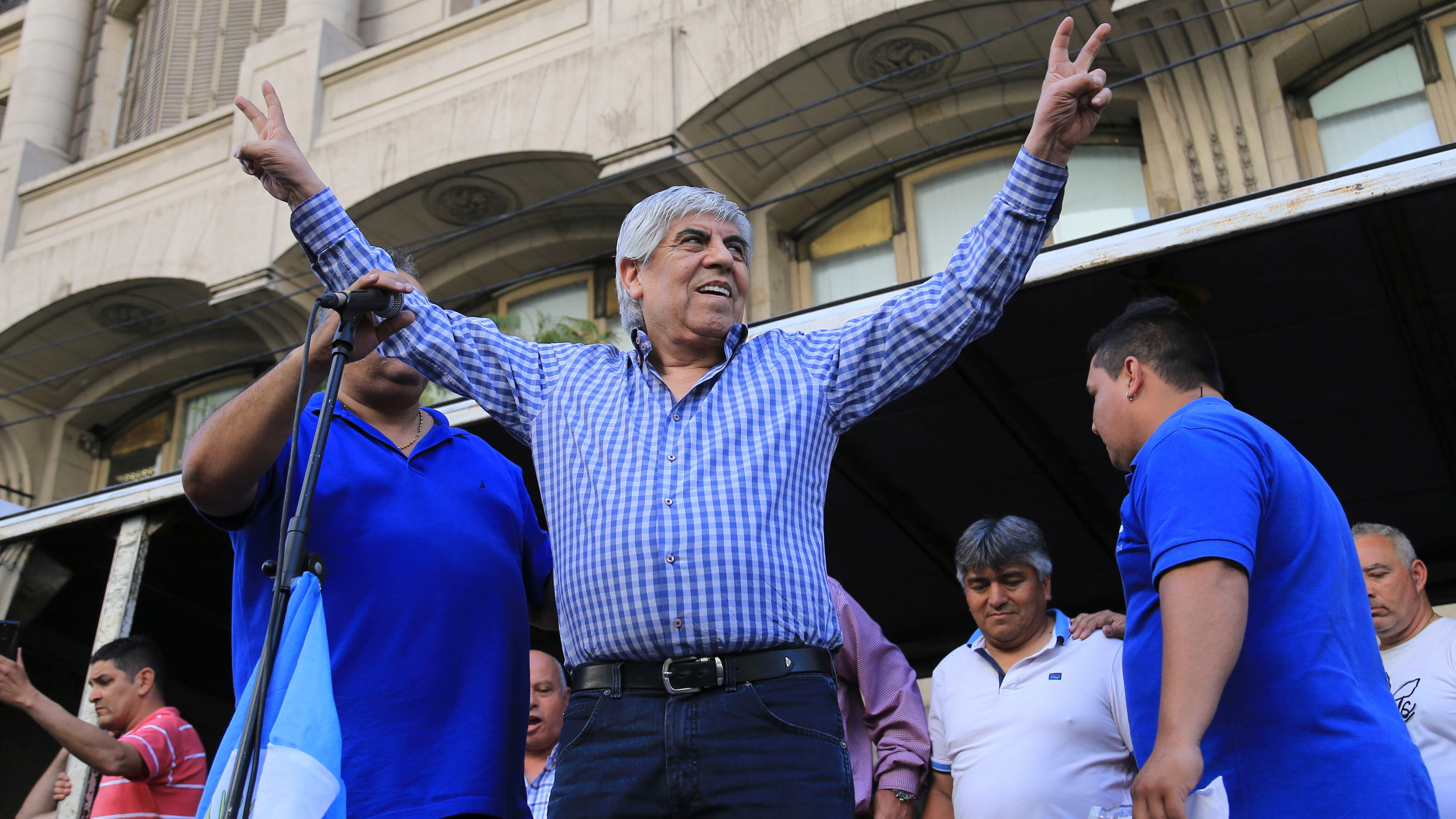 Moyano, en su discurso de esta tarde, tras la decisión del juez.