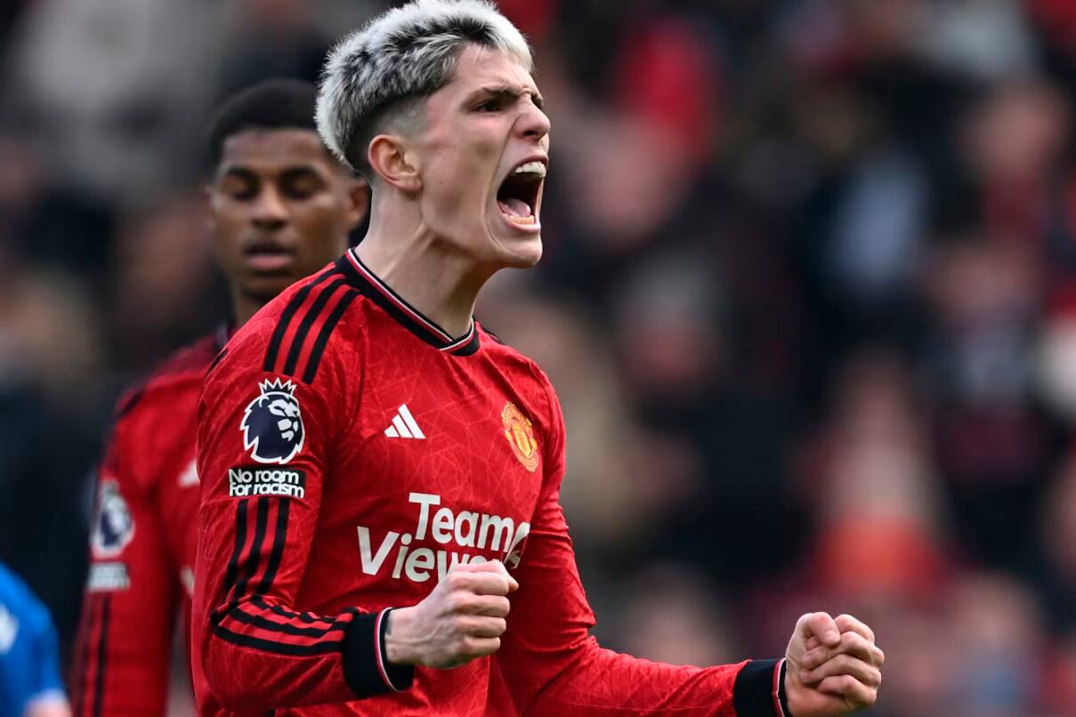 Uno de los festejos de Garnacho con los Red Devils