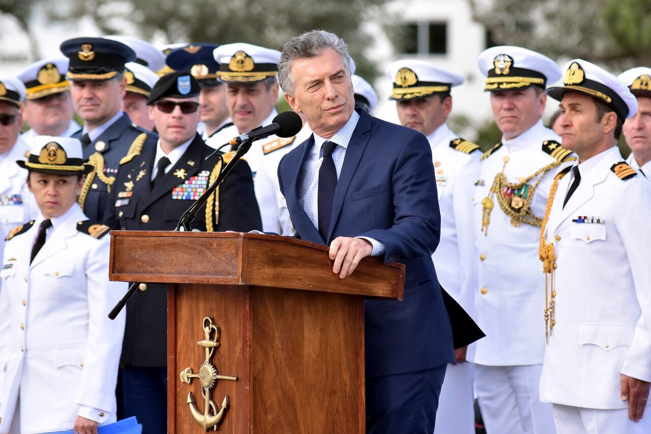 Mauricio Macri, cuando era presidente, en un acto de la Armada.