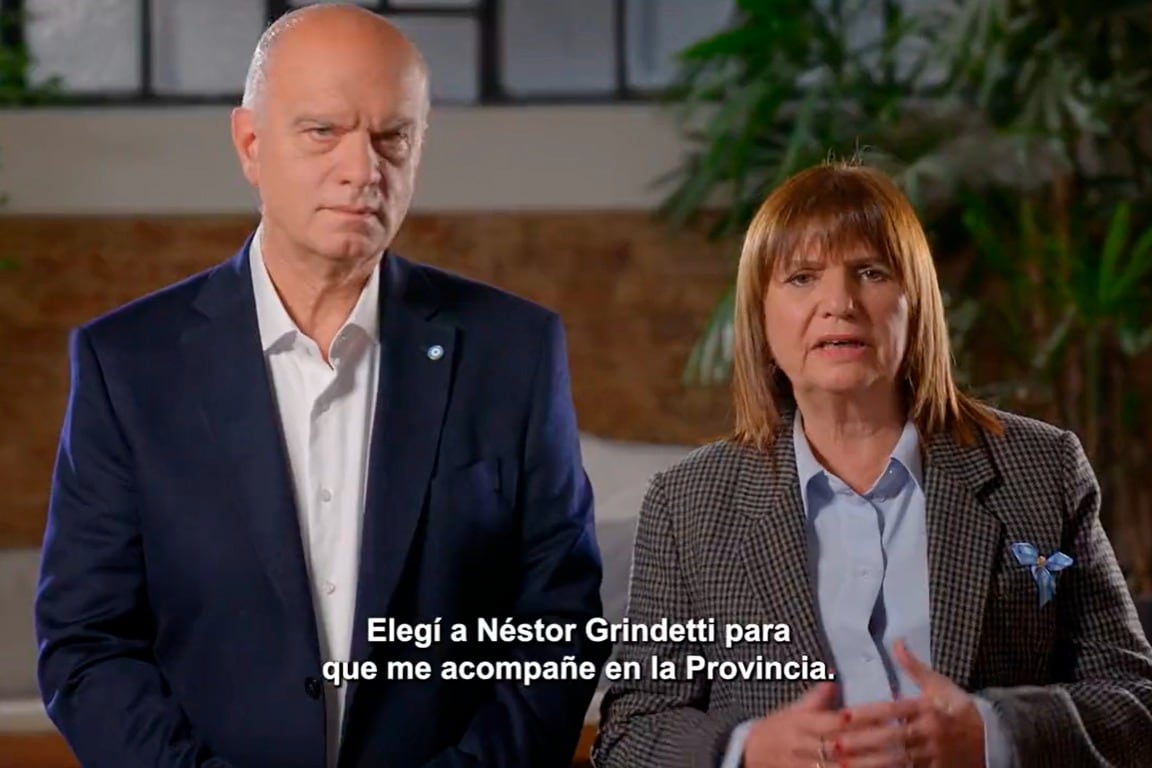 El inicio del spot en el que Bullrich asume el rol de armadora de la campaña de Grindetti.