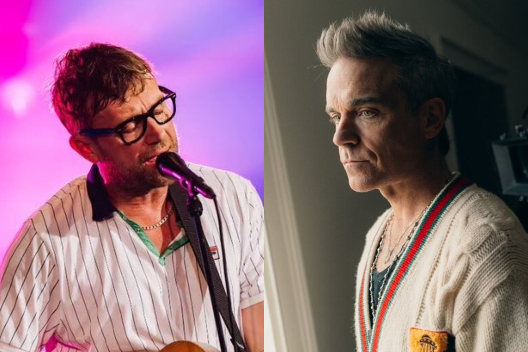 Damon Albarn y Robbie Williams opinaron sobre el triunfo electoral de Milei. (Imagen: collage de Instagram)