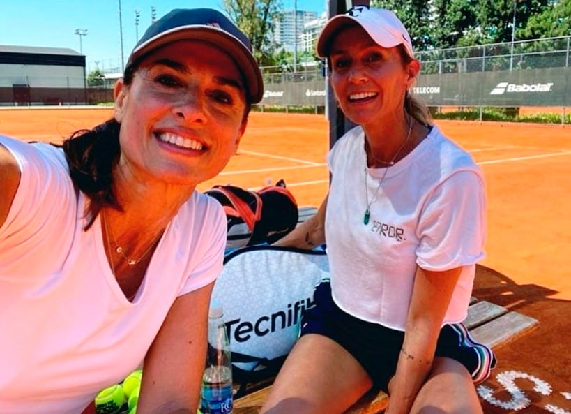 Sabatini y Dulko juntas, cuando se entrenaban para poder jugar en Roland Garros.
