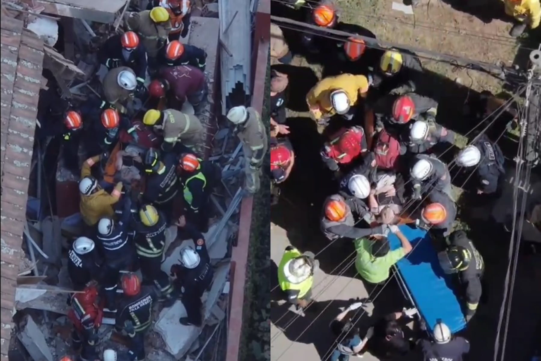 El emotivo rescate de una mujer que quedó bajo los escombros del hotel derrumbado en Villa Gesell