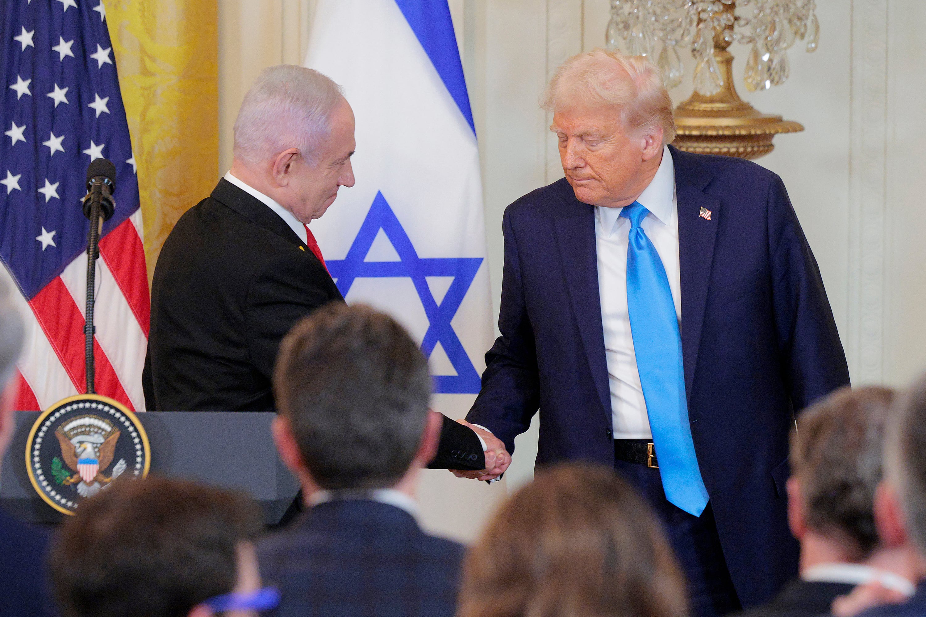Benjamin Netanyahu, primer ministro de Israel, y Donald Trump, presidente de Estados Unidos.