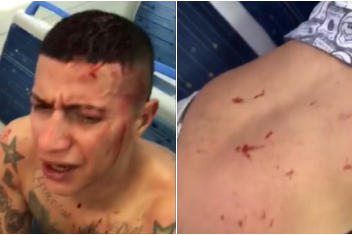 Imágenes tomadas por un testigo del incidente entre barras de Racing e hinchas de Deportivo Cali.