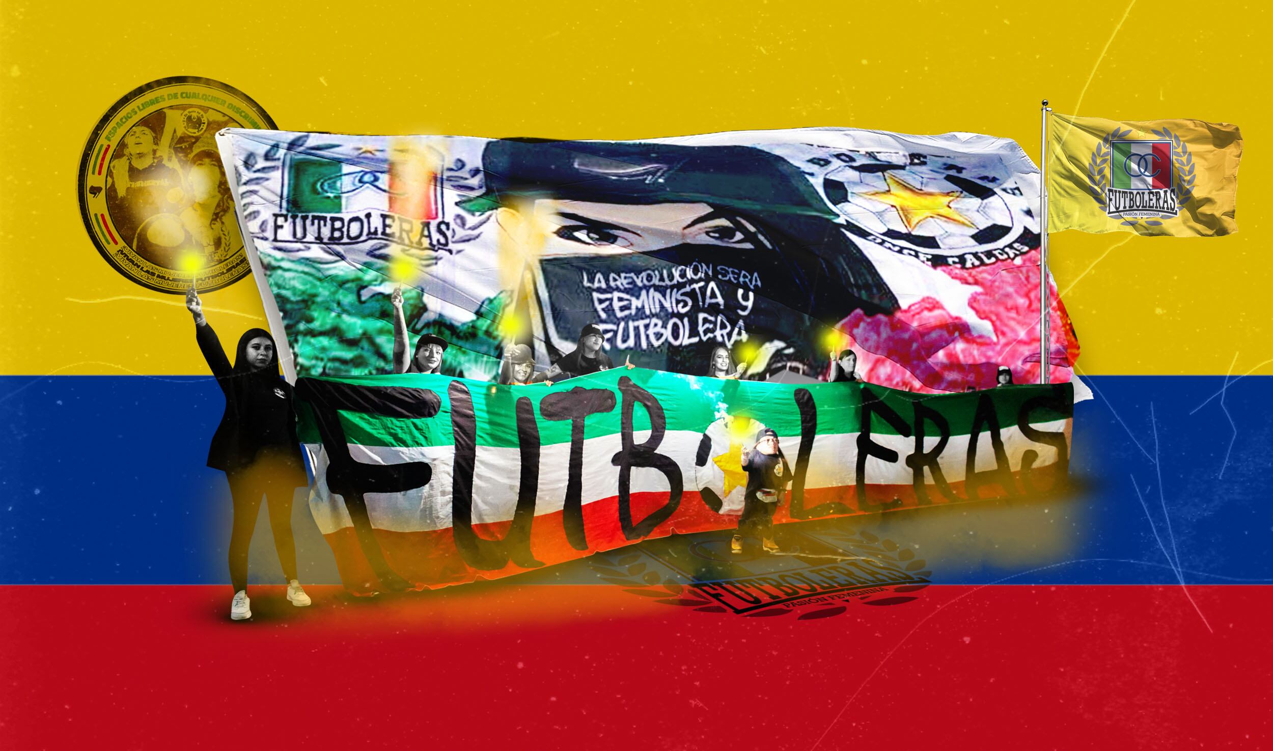 “La revolución será feminista y futbolera”, decía el telón que desplegaron las hinchas de Futboleras Once Caldas