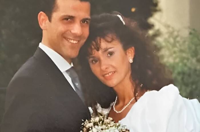 Angelo y Miriam en su casamiento, en 1990.