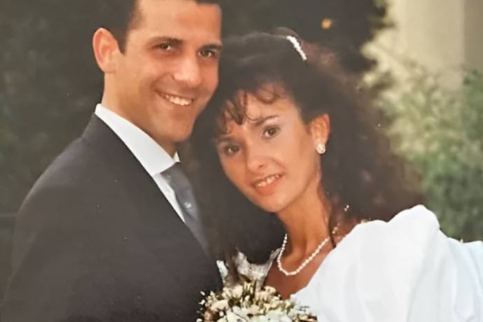 Angelo y Miriam en su casamiento, en 1990.